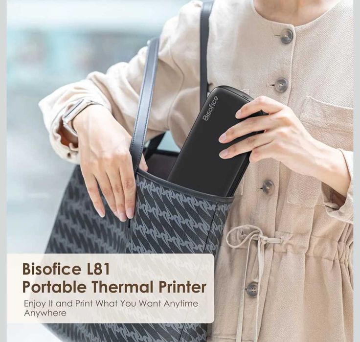 Мобилен термопринтер Bisofice L81 A4 с вградена акумулаторна батерия и 3 ролки термохартия