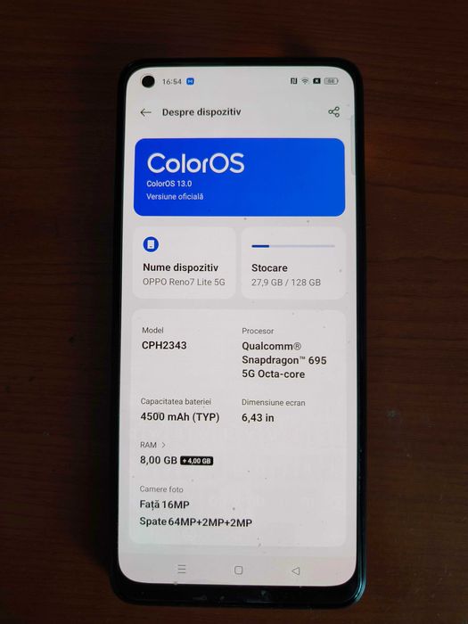 Telefon mobil OPPO Reno7 Lite, Dual SIM, 128GB, 8GB RAM, 5G