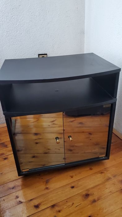 Телевизионен шкаф черен  MDF