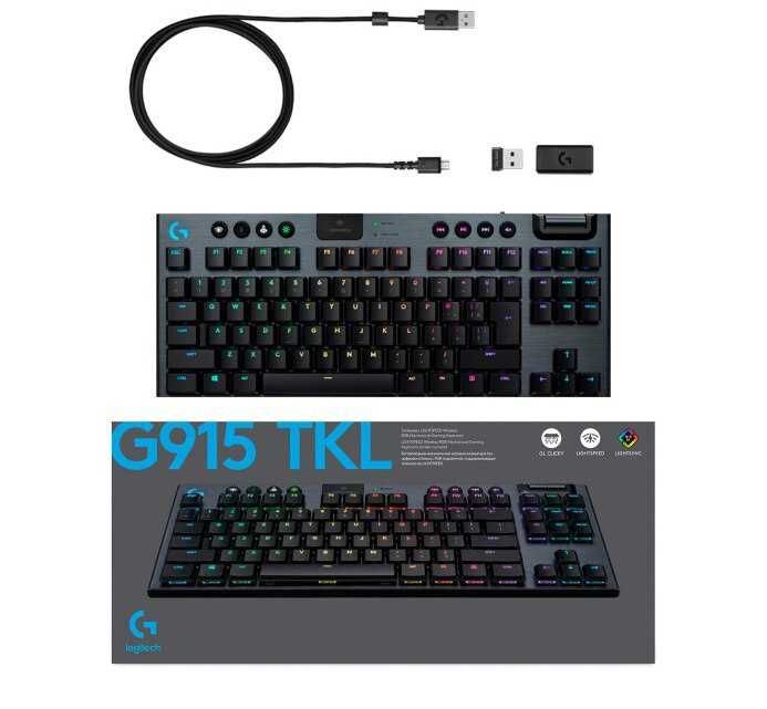 Клавиатура Logitech G915 TKL Carbon US International Clicky