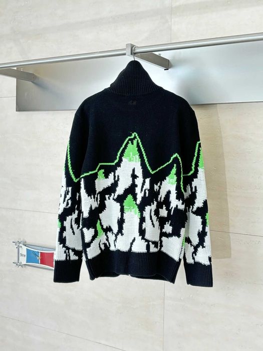 Gucci Ski-tematyczny krajobraz górski Intarsia wełna dzianina Zip
