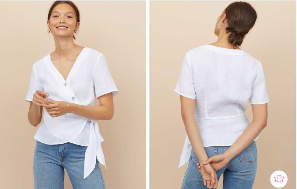 Бял ленен топ H&M
