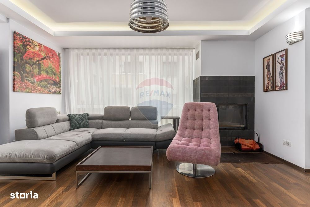 4 camere, semineu, piscina interioara, sauna. sala de sport, parcare