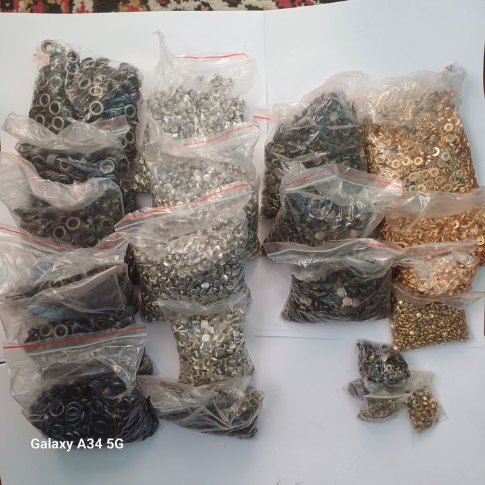 Металлическая фурнитура (люверсы,заклёпки,кнопки,кольца) — оптом новые