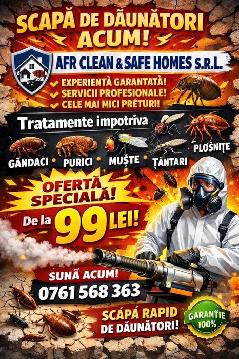 Dezinsecție Dezinfecție Deratizare Non-Stop în București și Ilfov – De la 99 LEI