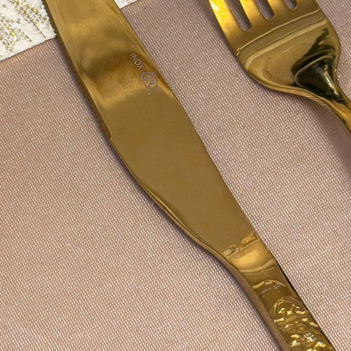 Set tacamuri aurii din inox, finisaj premium, 24 piese, pentru 6 persoane, cutie cadou inclusa, Craft