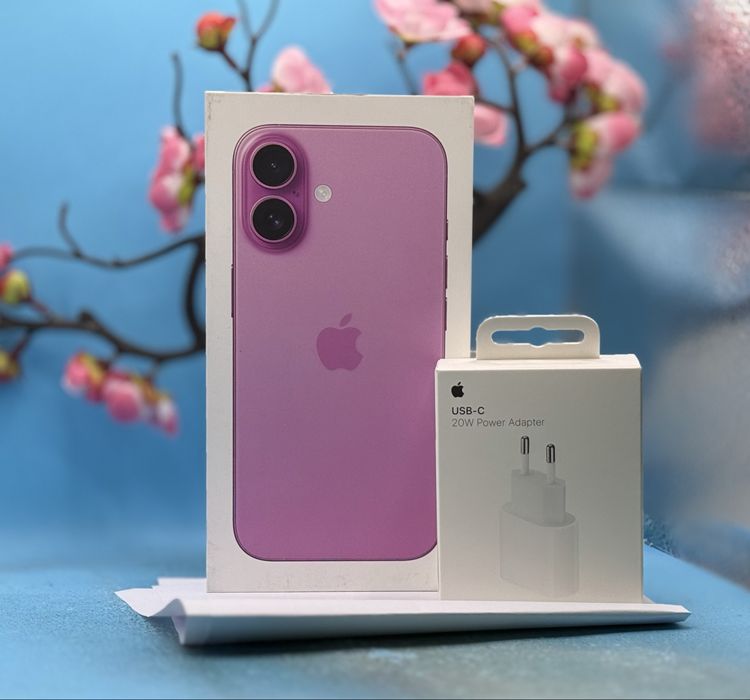 НОВ!!! Apple iPhone 16, 128GB, 5G, Pink +  оригинален адаптер Apple