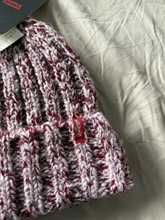 Levi's Alex Speckle caciula dama rosu cu alb din tricot marime OS noua