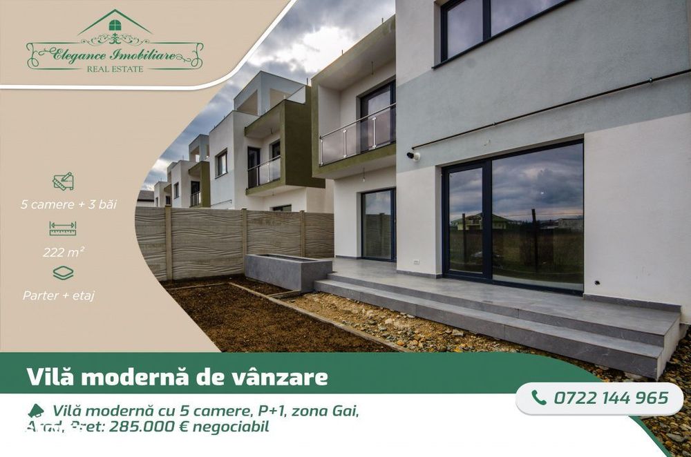 Vila moderna cu 5 camere, P+1, zona Gai, Arad