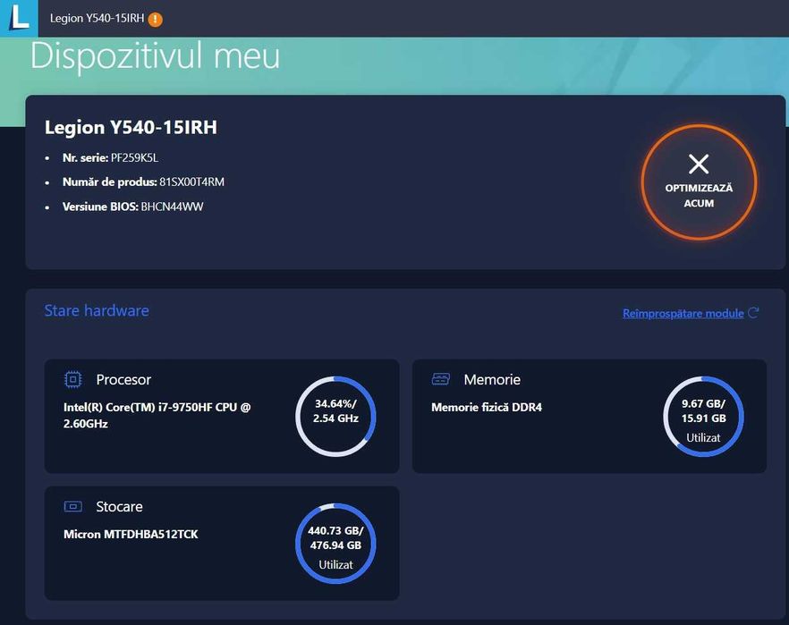 Laptop Gaming LENOVO Legion Y540-15IRH (RTX 2060)