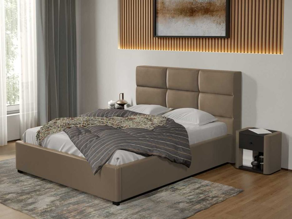 Pat tapitat Cico fix 170 x 114 C1 din piele/stofa Bej Nube 11