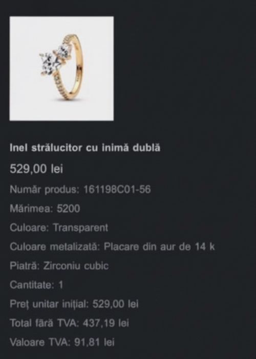inel pandora nou placat 18k aur