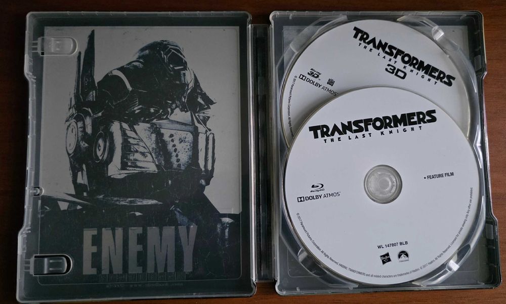 Vand steelbook Transformers - The Last Knight bluray 3D+2D, nerulat