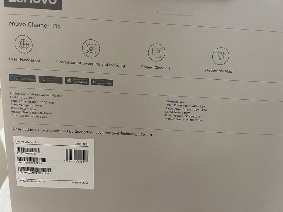 Lenovo Cleaner T1S
Роботът е заку