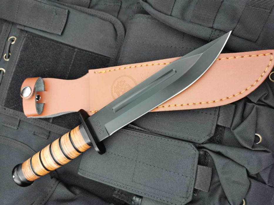 Тактически ловен нож с кожена кания CPY-02 Цяло парче метал FULL TANG