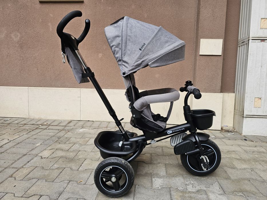 Kinderkraft триколка 5 в 1 Spinstep, сива
