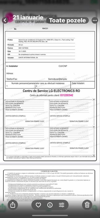 Aer conditionat LG 12 BTU nou nefolosit