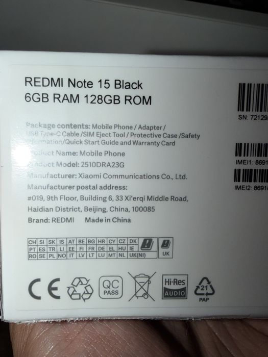 Redmi note 15 black 6/128 новый запечатанный