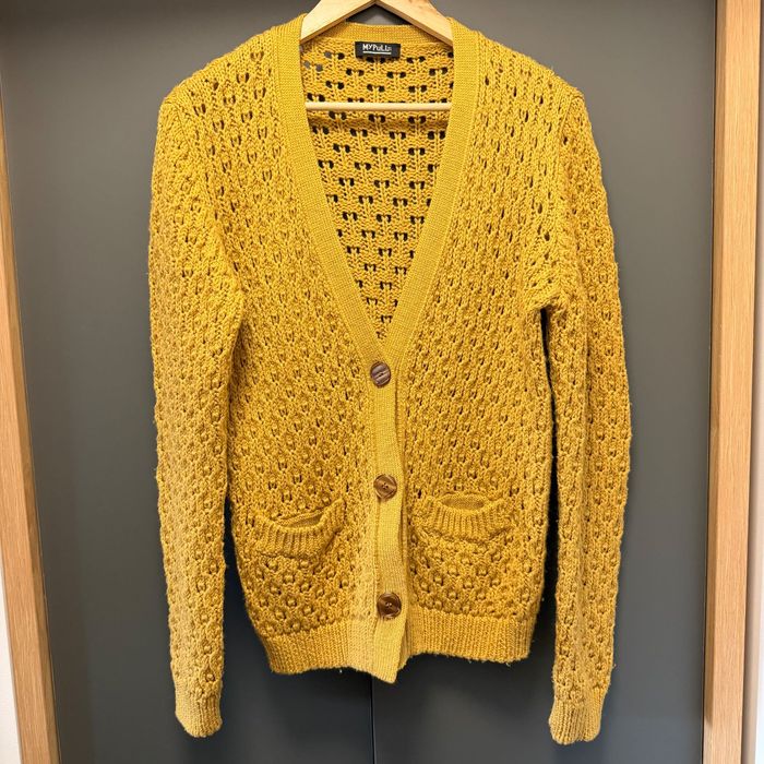 Cardigan tricotat damă, culoare galben muștar, mărimea S-M, aproape nou