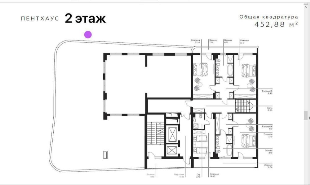 Пентхаус ЖК Infinity Ц-1 667м2 Коробка Продается