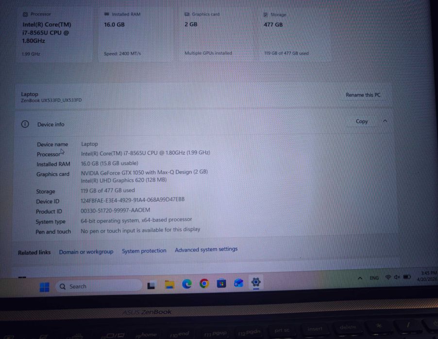 ASUS ZenBook 15 (UX533FD)