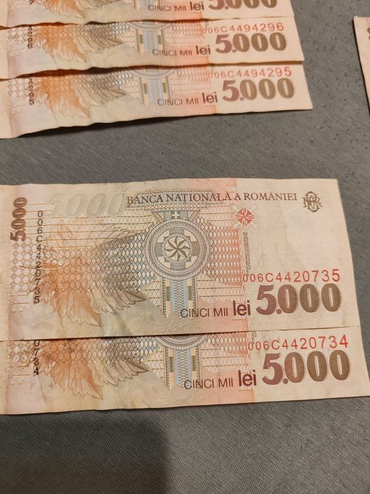 Ofertă 10 bancnote de 5000 lei , an 1998, serii consecutive