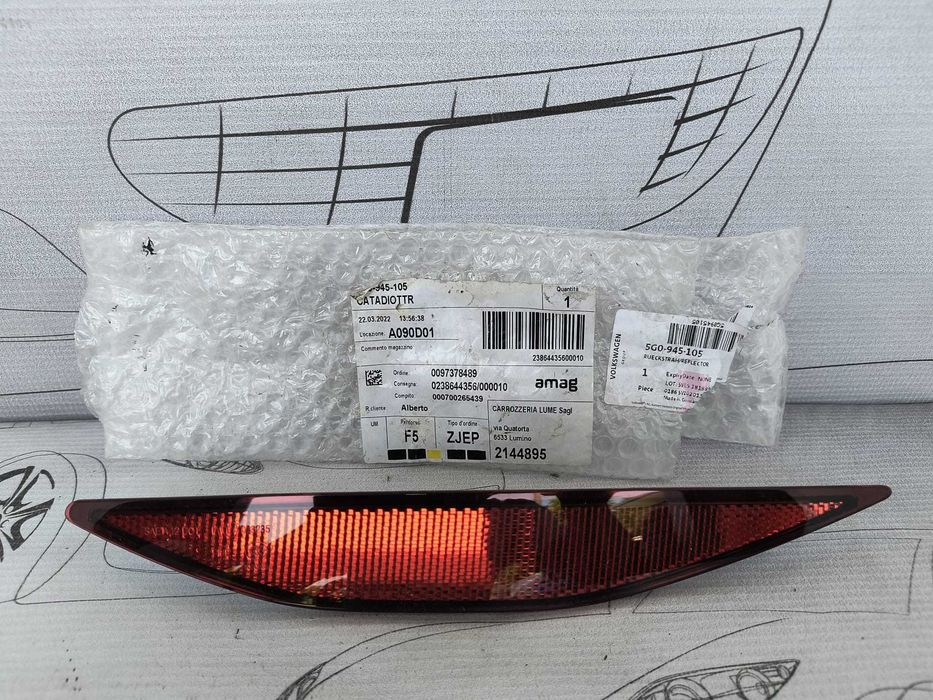 Stop / Catadioptru / Ochi de Pisică Bară Spate Stânga VW Golf VII 2022 / 2013-2016 Cod OEM 5G0945105 (5C2)