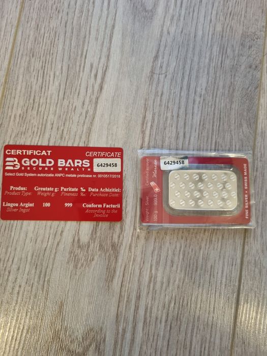 100g | Lingou Argint Argor-Heraeus | puritate 999/1000