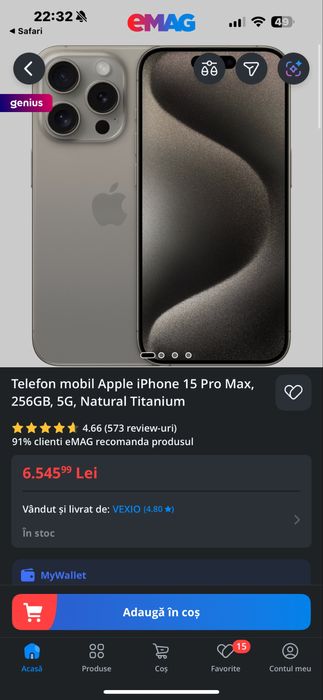 Vand iphone 15 pro max