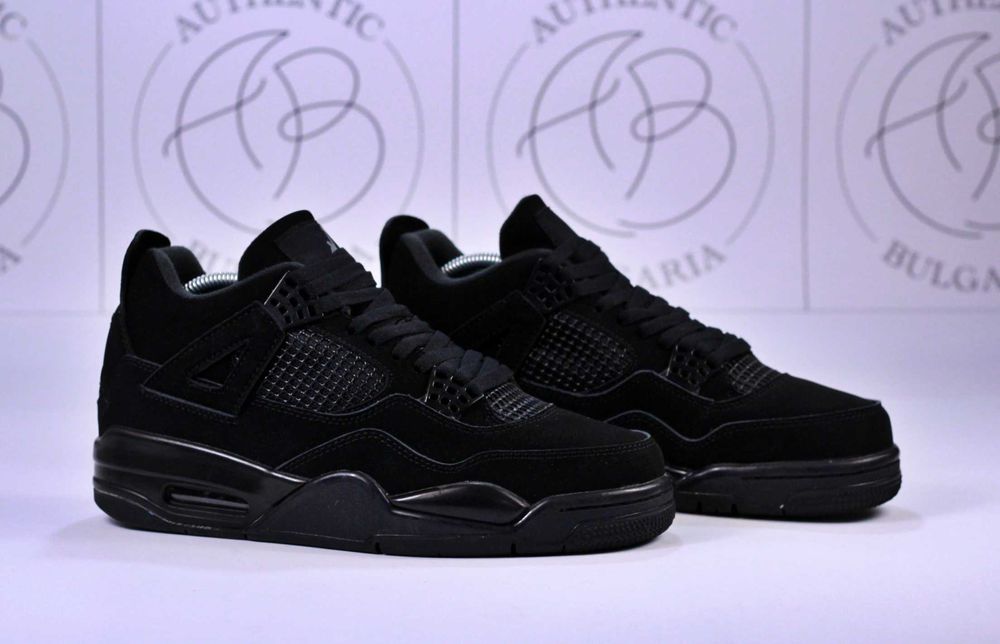 Nike Air Jordan Retro 4 Black Cat Ama Manierre Black Canvas Black Oreo