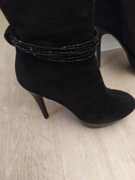 Ботфорты черные замшевые