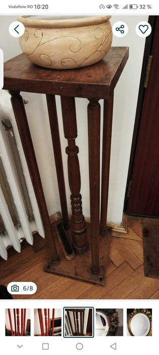 Suport,piedestal vechi ventilator,statuie si oglinda deosebita