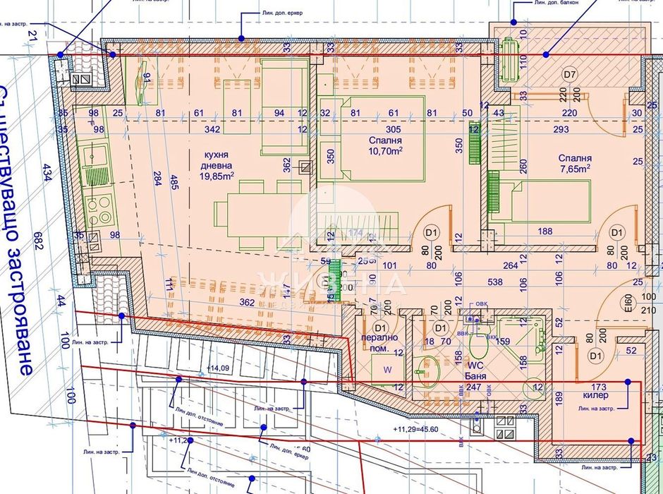 Продава се Тристаен апартамент в Варна, Лятно кино Тракия - 84 кв.м за 1318 €/кв.м - Снимка #1