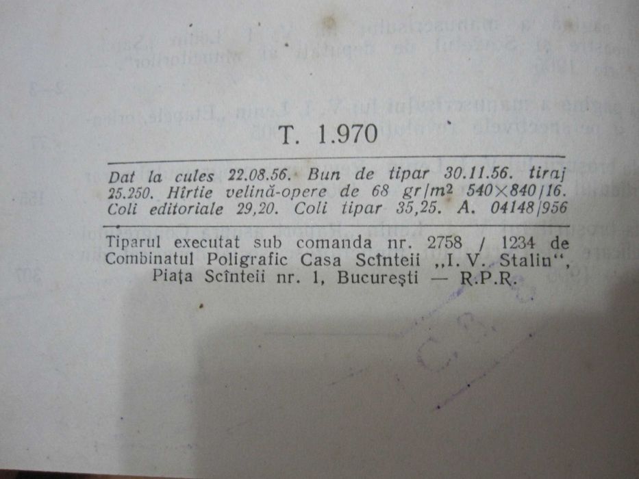 Carte veche Opere Lenin Vol. 10 an 1956-colectie