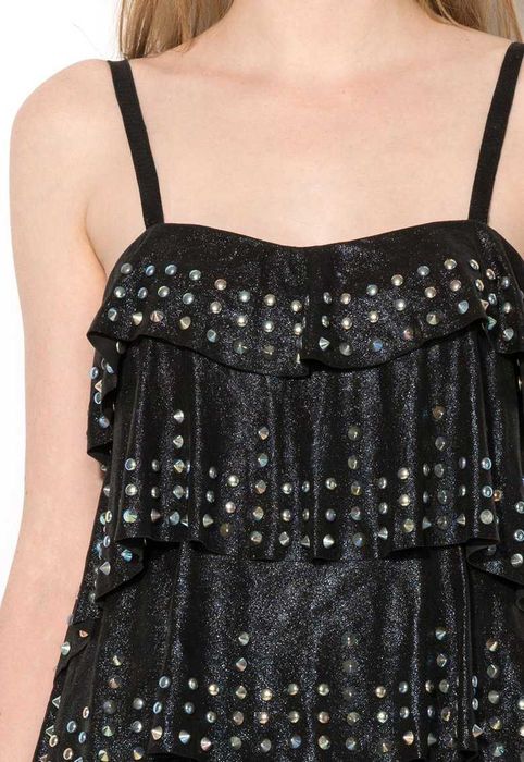 JUST CAVALLI – Къса рокля от ест. кожа и декоративни капси S/40 нова