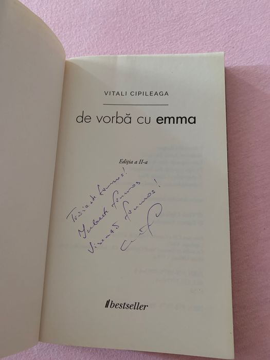 Carte De vorba cu Ema, cu autograful autorului