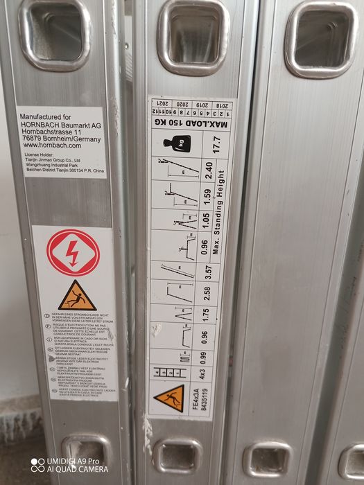 НОВА Стълба 4 рамена по 1 метър, алуминиева