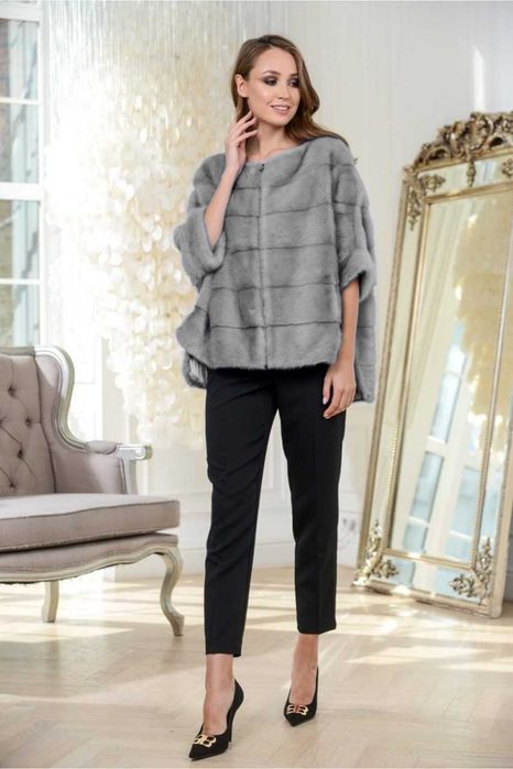 Haina blana vizon , Haină blană nurcă impecabila , Gri