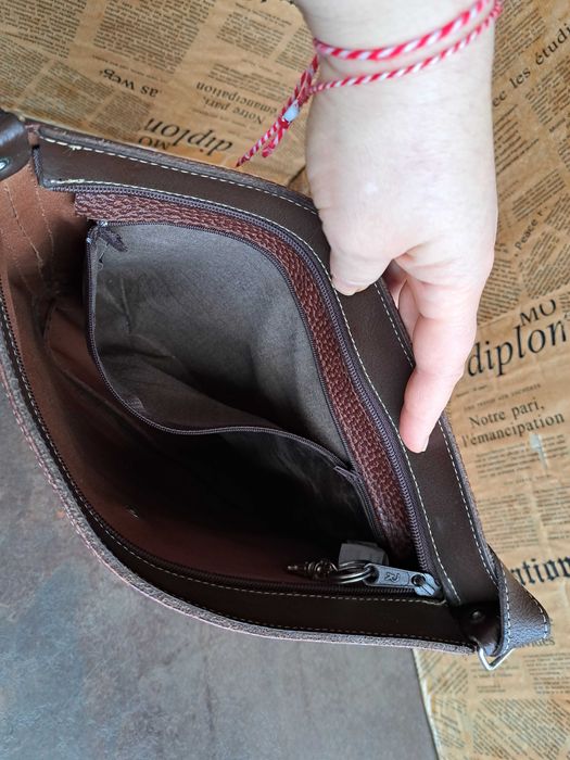 мъжка чанта,кожена Frederic T Paris-естествена кафява кожа