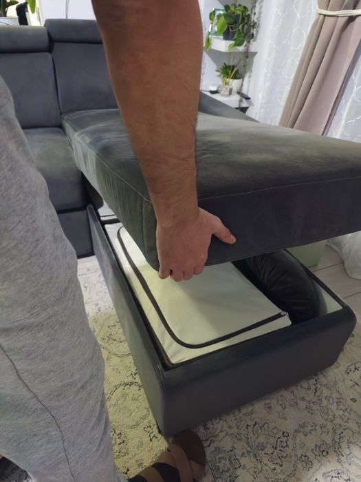 Colțar extensibil London dreapta, gri antracit