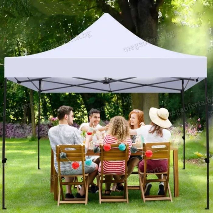 Шатра 3х3 Хармоник ас Три Страници в Кремав Цвят и Усилена Конструкция