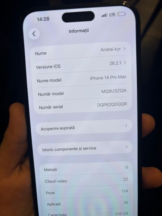 Vand iphone 14 pro max 256gb
