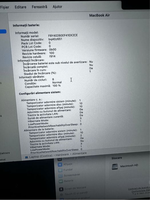 Mac Book Air 13, M3, GARANTIE ALTEX 8 cicluri baterie , 2024