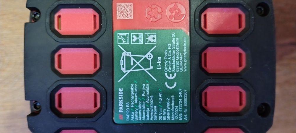 Acumulator parkside 20 v - 4 ah, Nou!