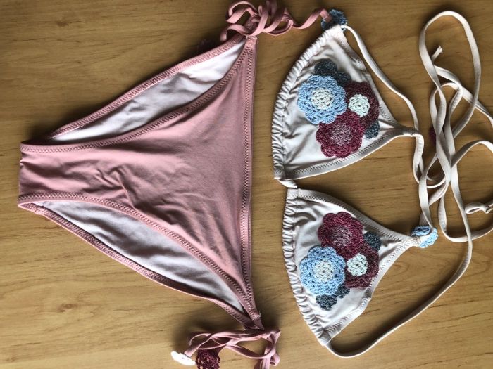 Розов бански на цветя / двоен /