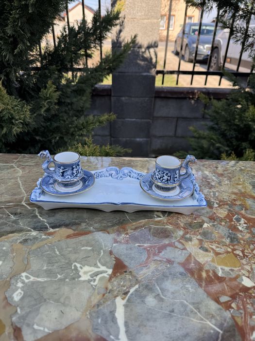 Set elegant pentru cafea/ceai din portelan capodimonte