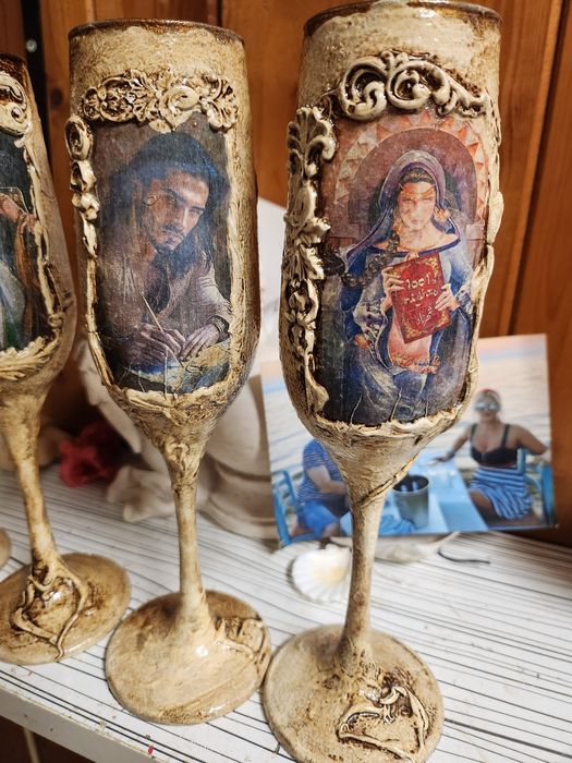 Чаши за вино или шампанско ръчна изработка