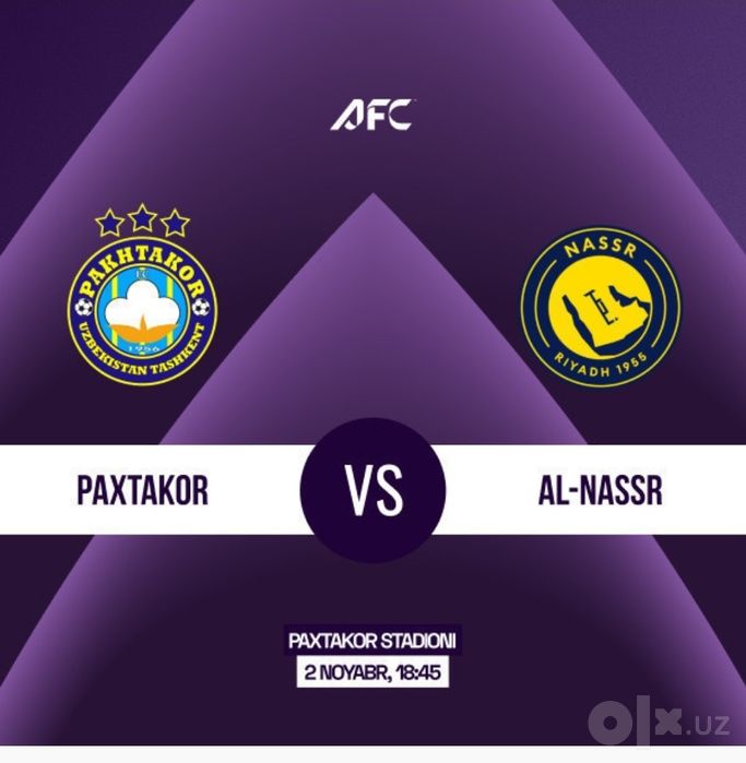 16 sektor Al nasr Paxtakor football bilet