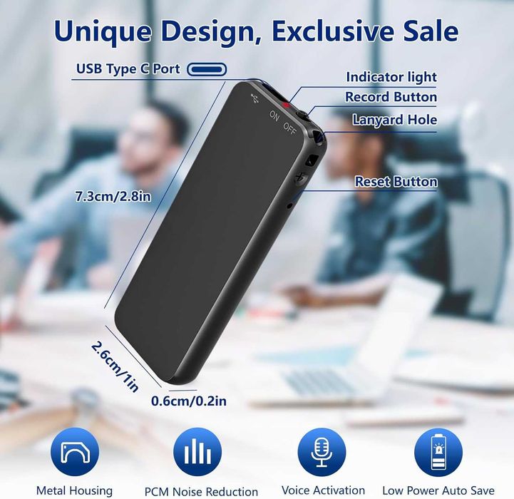 Vivaniir 40H , 64GB цифров диктофон с гласово активиране