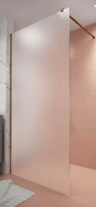 Paravan de duș Walk-In 90x200 cm, sticlă mată 8mm, profil auriu mat